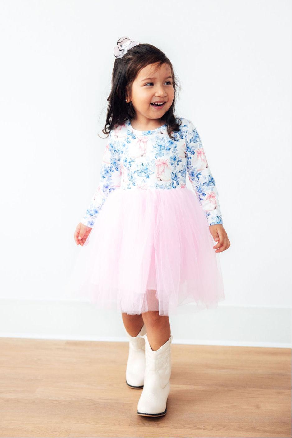 Boots with the Bows L/S Tutu Dress-Mila & Rose ®
