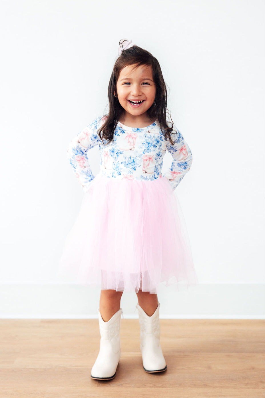 Boots with the Bows L/S Tutu Dress-Mila & Rose ®