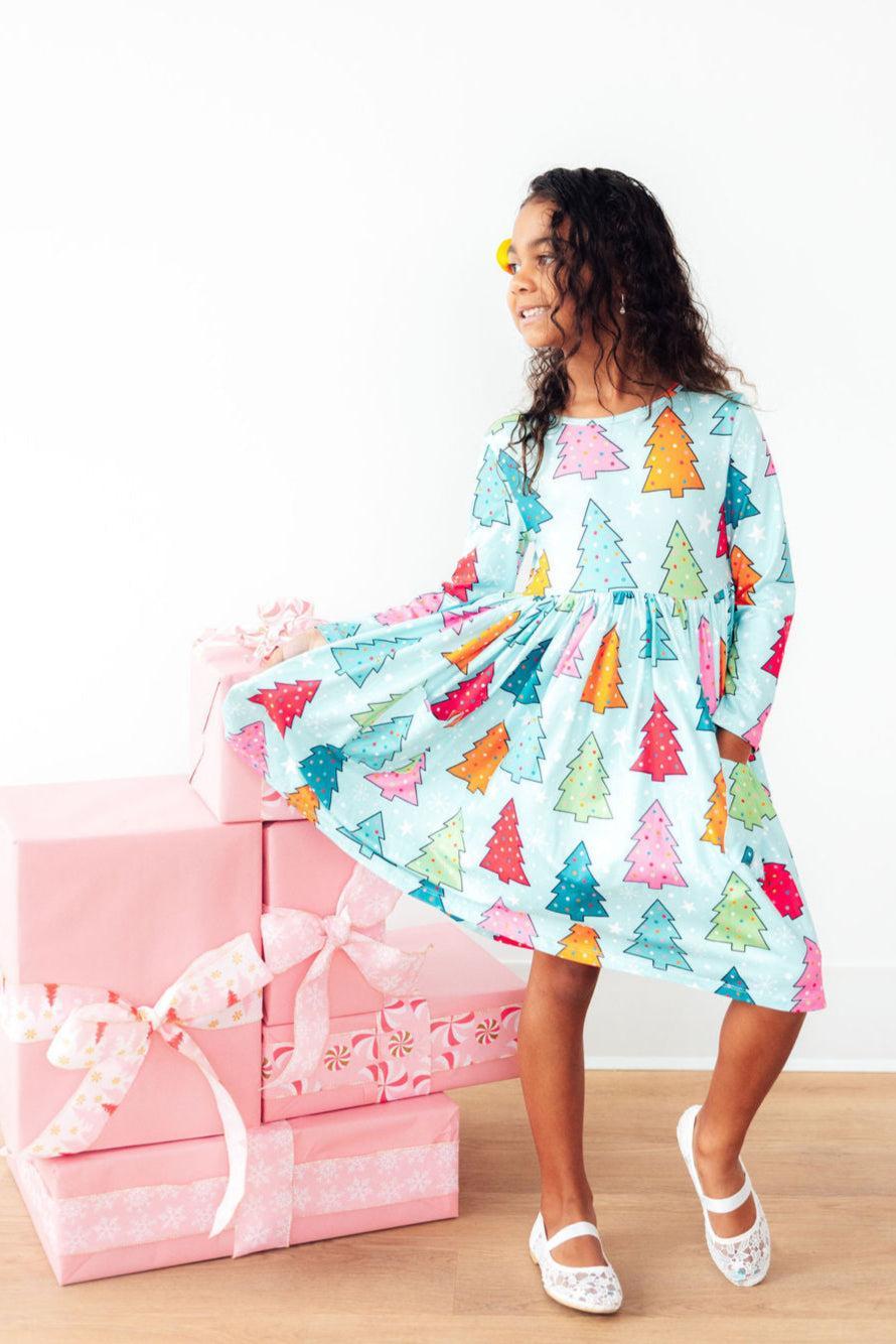 Oh Christmas Tree L/S Pocket Twirl Dress-Mila & Rose ®