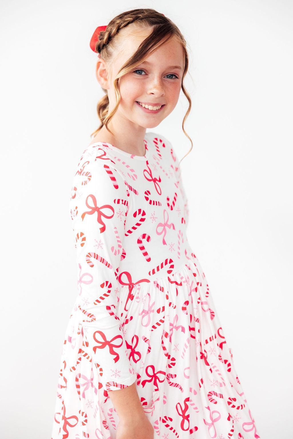 Candy Cane Lane L/S Pocket Twirl Dress-Mila & Rose ®