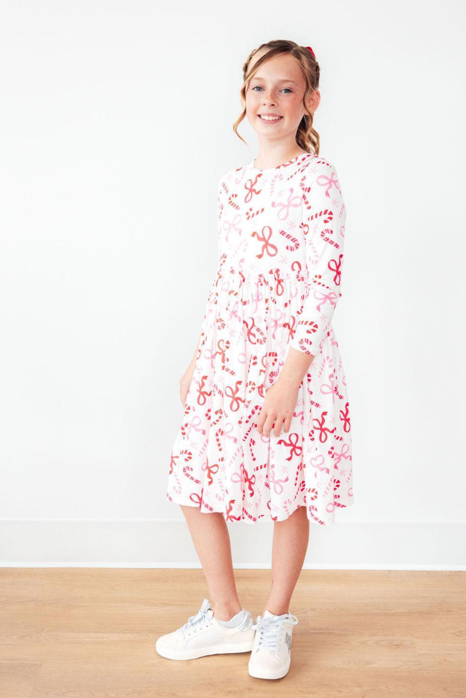 Candy Cane Lane L/S Pocket Twirl Dress-Mila & Rose ®
