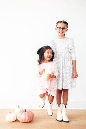 Petal Pink L/S Ruffle Twirl Dress-Mila & Rose ®
