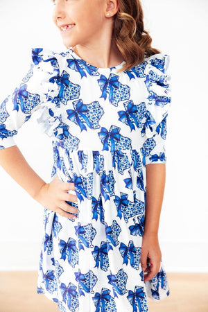 Lone Star 3/4 Sleeve Ruffle Twirl Dress-Mila & Rose ®
