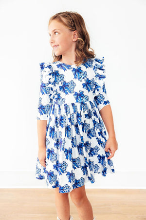 Lone Star 3/4 Sleeve Ruffle Twirl Dress-Mila & Rose ®