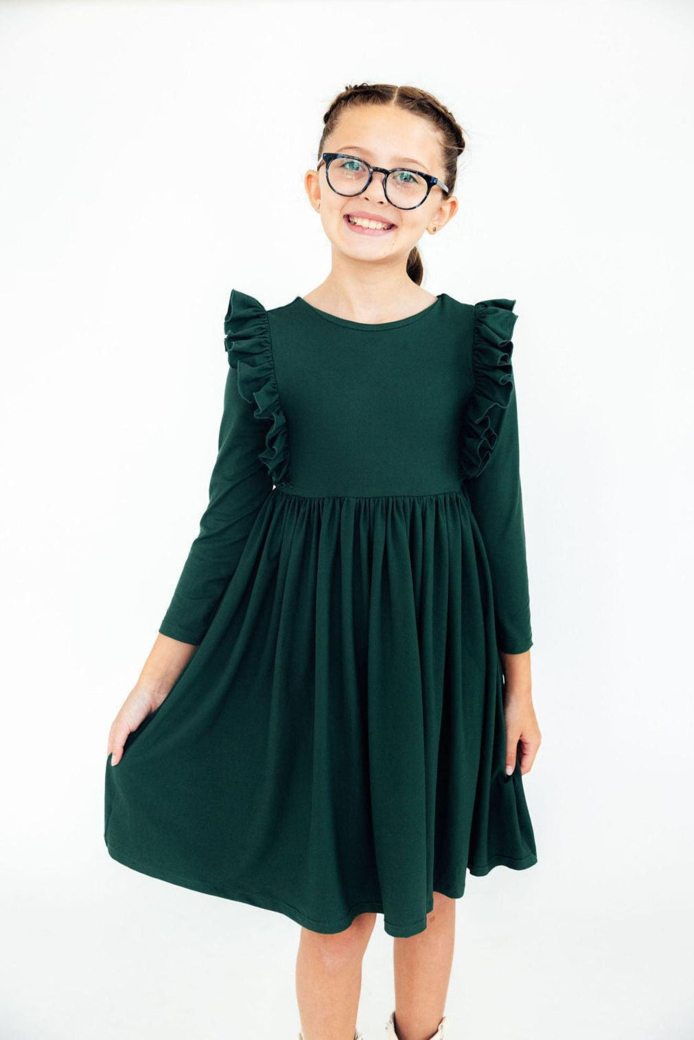 Spruce L/S Ruffle Twirl Dress-Mila & Rose ®