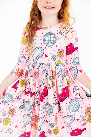 Boots & Bling L/S Pocket Twirl Dress-Mila & Rose ®