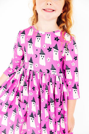 Witches Boo 3/4 Sleeve Pocket Twirl Dress-Mila & Rose ®