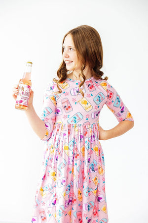 Girly Pop 3/4 Sleeve Pocket Twirl Dress-Mila & Rose ®