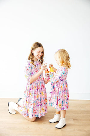 Girly Pop 3/4 Sleeve Pocket Twirl Dress-Mila & Rose ®