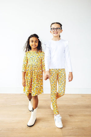Fall Floral 3/4 Sleeve Pocket Twirl Dress-Mila & Rose ®