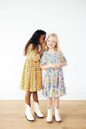 Fall Floral 3/4 Sleeve Pocket Twirl Dress-Mila & Rose ®