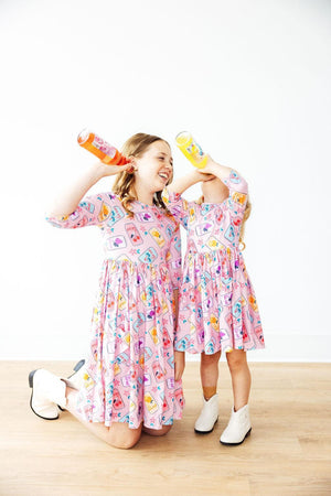 Girly Pop 3/4 Sleeve Pocket Twirl Dress-Mila & Rose ®