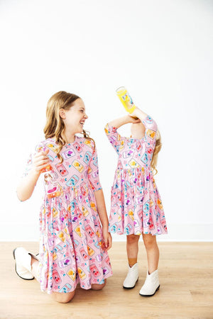 Girly Pop 3/4 Sleeve Pocket Twirl Dress-Mila & Rose ®