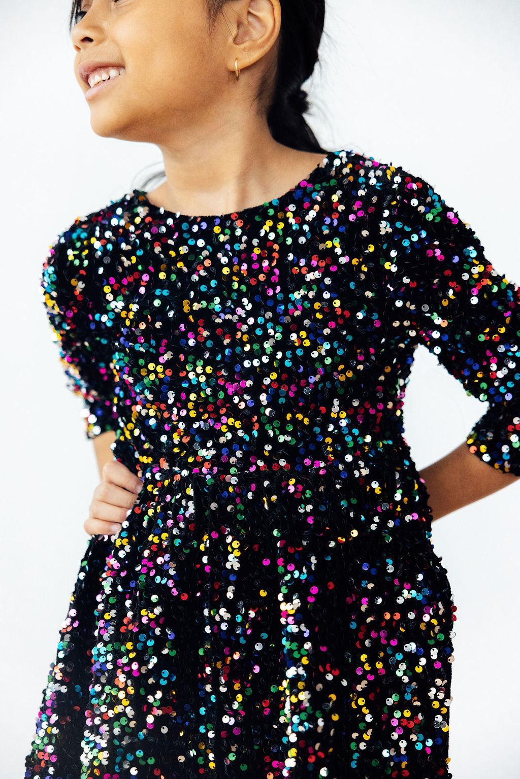 Confetti Velvet Sequin Dress-Mila & Rose ®