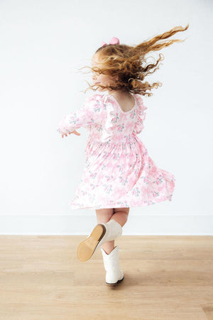 Heirloom Garden 3/4 Sleeve Ruffle Twirl Dress-Mila & Rose ®