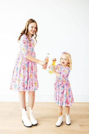 Girly Pop 3/4 Sleeve Pocket Twirl Dress-Mila & Rose ®