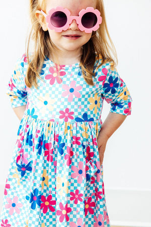 Crazy Daisy 3/4 Sleeve Pocket Twirl Dress-Mila & Rose ®
