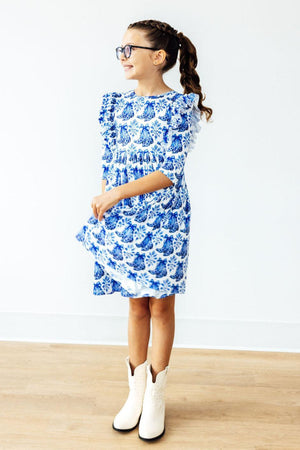 Southern Belle 3/4 Sleeve Ruffle Twirl Dress-Mila & Rose ®