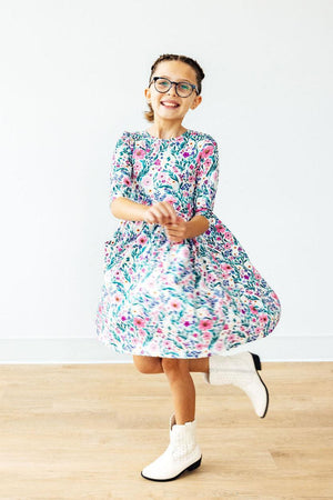 Vivid Garden 3/4 Sleeve Pocket Twirl Dress-Mila & Rose ®