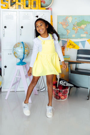Bright Yellow Faux Suede Pinafore-Mila & Rose ®