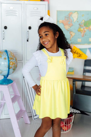 Bright Yellow Faux Suede Pinafore-Mila & Rose ®