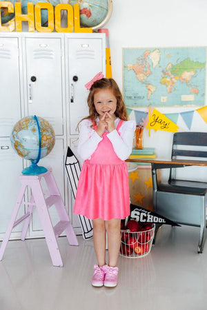 Neon Pink Faux Suede Pinafore-Mila & Rose ®