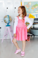Neon Pink Faux Suede Pinafore-Mila & Rose ®