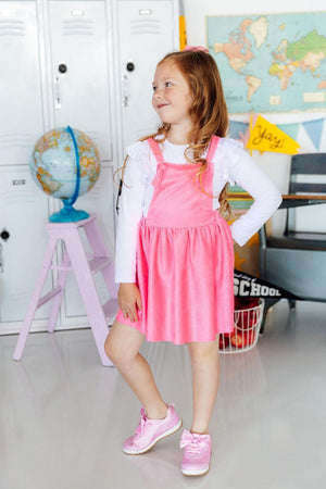 Neon Pink Faux Suede Pinafore-Mila & Rose ®