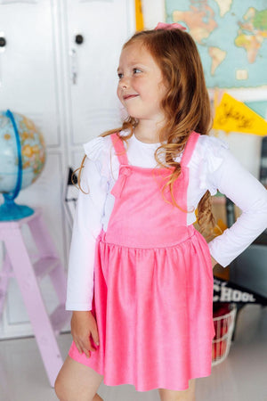 Neon Pink Faux Suede Pinafore-Mila & Rose ®
