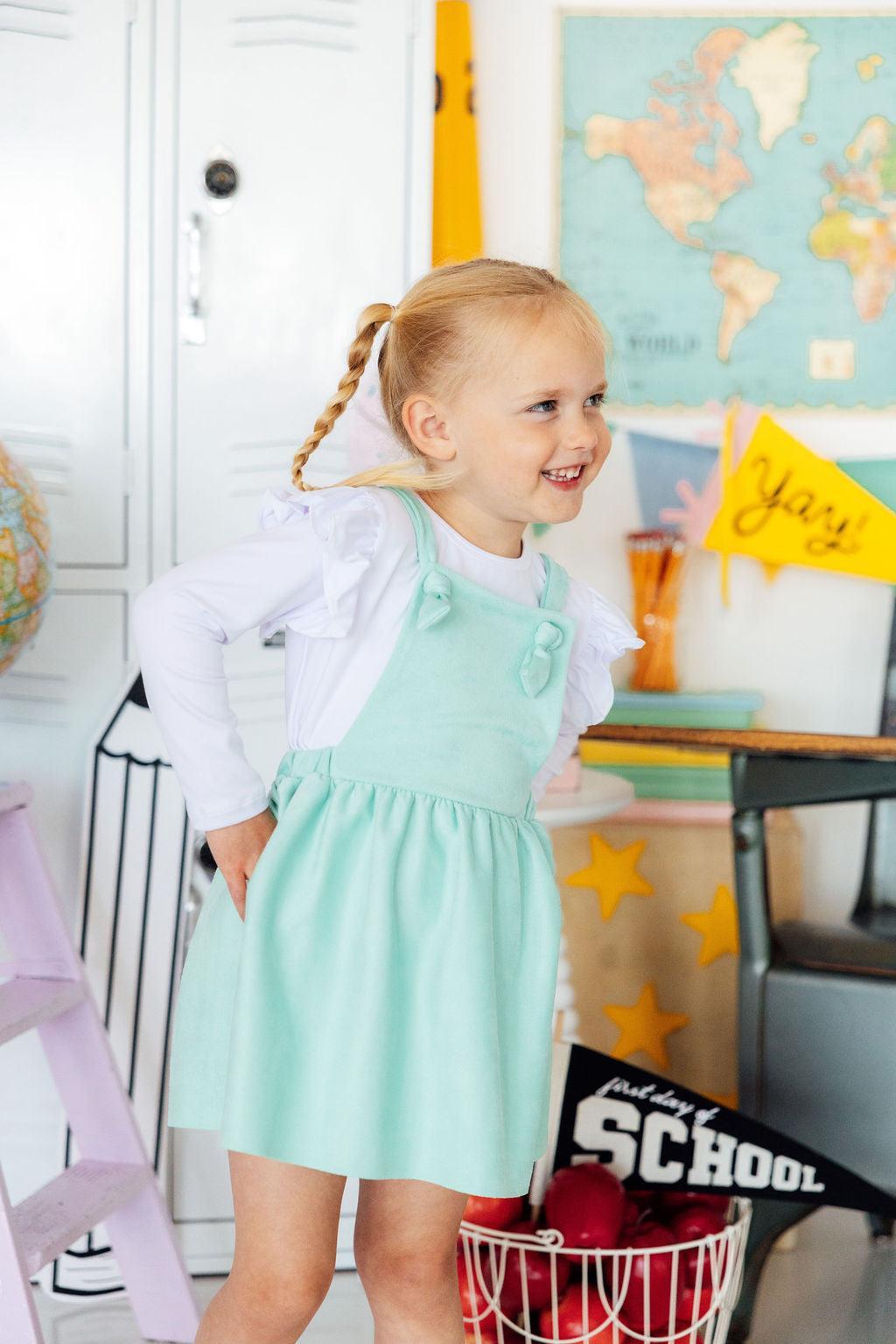 Mint Faux Suede Pinafore-Mila & Rose ®
