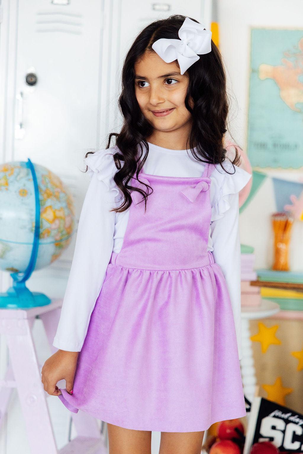 Lavender Faux Suede Pinafore-Mila & Rose ®