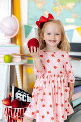 An Apple a Day 3/4 Sleeve Pocket Twirl Dress-Mila & Rose ®