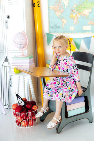 Peace, Love & Pandacorns 3/4 Sleeve Pocket Twirl Dress-Mila & Rose ®
