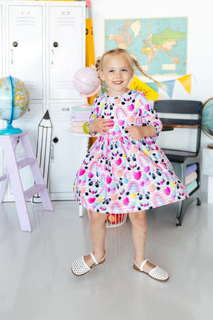 Peace, Love & Pandacorns 3/4 Sleeve Pocket Twirl Dress-Mila & Rose ®