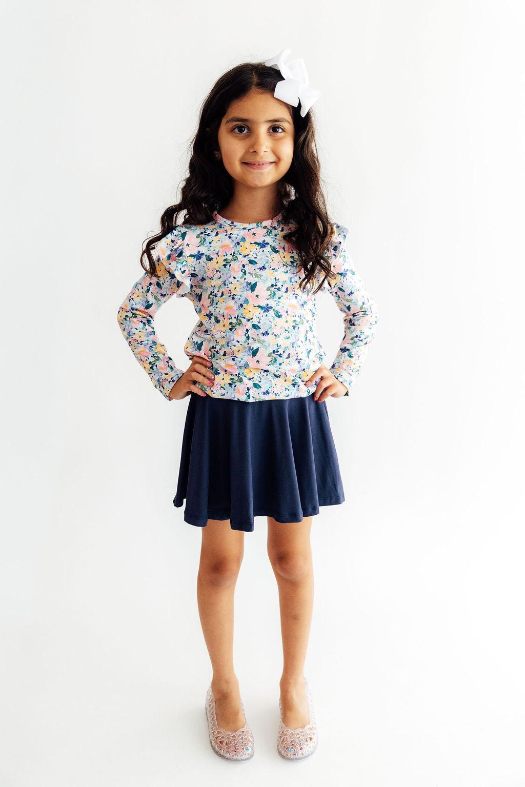 Fall Floral L/S Ruffle Tee-Mila & Rose ®
