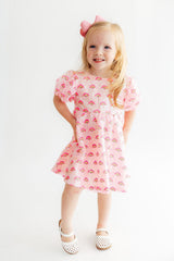 Pink Rainbow Puff Sleeve Sequin Dress-Mila & Rose ®