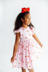 Cherry Sweet Flutter Sleeve Twirl Dress-Mila & Rose ®