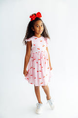 Cherry Sweet Flutter Sleeve Twirl Dress-Mila & Rose ®