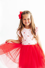 Summer Strawberries Flutter Sleeve Tutu Dress-Mila & Rose ®