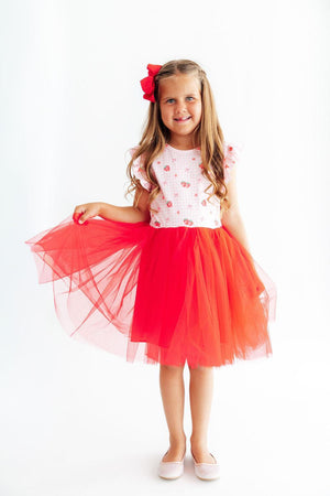 Summer Strawberries Flutter Sleeve Tutu Dress-Mila & Rose ®