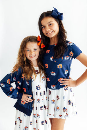 Auburn Blue Aubie Satin Jacket-Mila & Rose ®