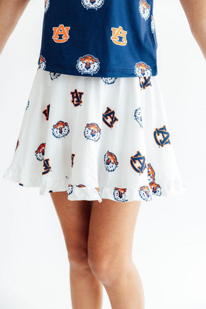 Auburn White Aubie Ruffle Twirl Skort-Mila & Rose ®