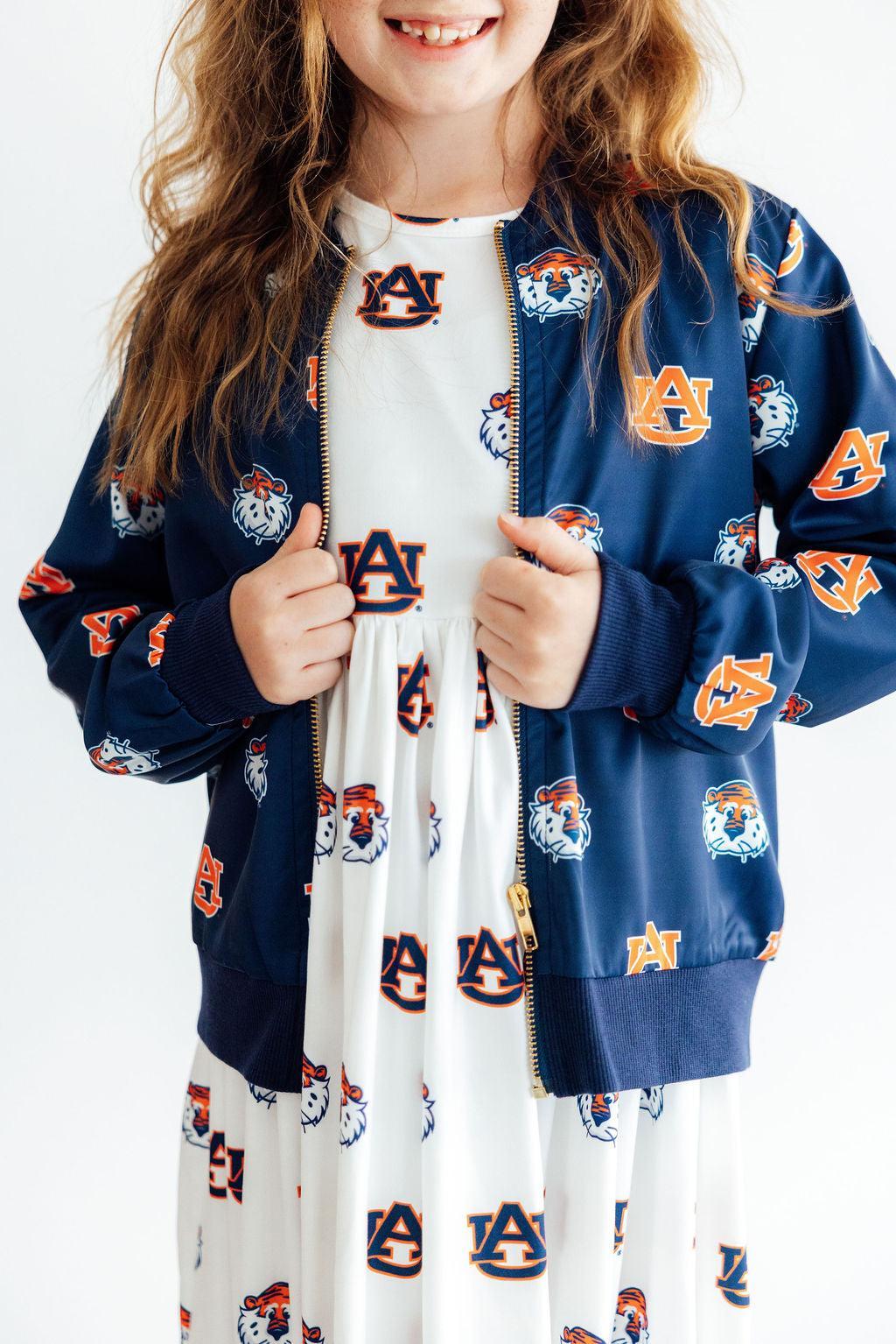 Auburn Blue Aubie Satin Jacket-Mila & Rose ®