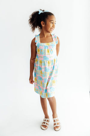Tropical Summer Ruffle Cross Back Dress-Mila & Rose ®