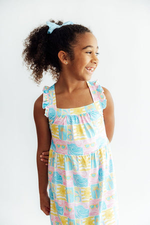 Tropical Summer Ruffle Cross Back Dress-Mila & Rose ®
