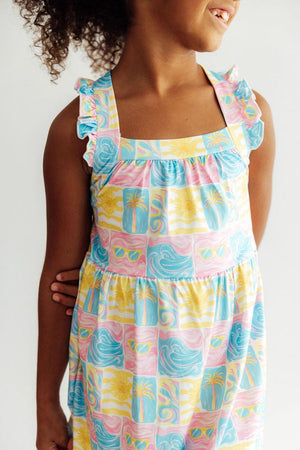 Tropical Summer Ruffle Cross Back Dress-Mila & Rose ®