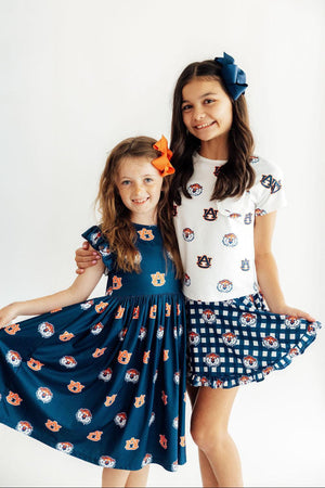 Auburn White Aubie Ruffle Pocket Tee-Mila & Rose ®