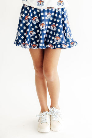 Auburn Plaid Aubie Ruffle Twirl Skort-Mila & Rose ®