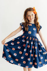 Auburn Blue Aubie Flutter Twirl Dress-Mila & Rose ®