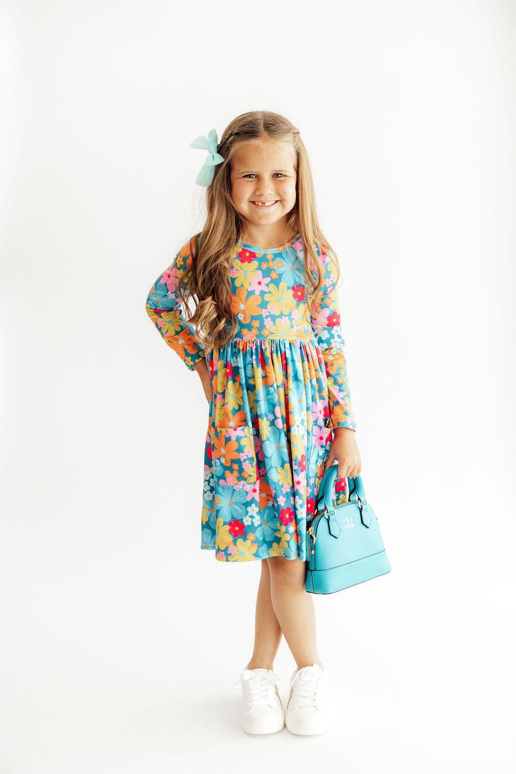 Flower Child L/S Pocket Twirl Dress-Mila & Rose ®